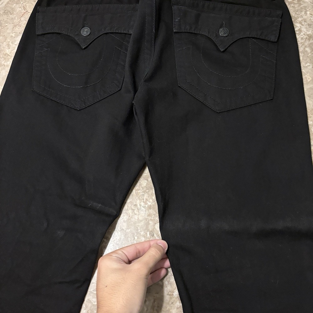 True Religion Jeans Mens 34 (fits 36x31) Black Ricky Straight Flap Pocket Denim - Picture 13 of 15